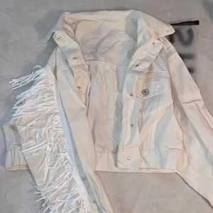 White Jean Jacket With Fringe